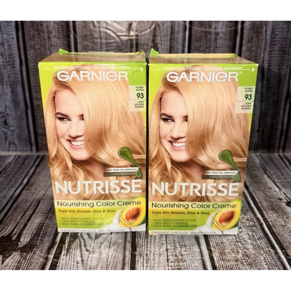 Lot of 2 Garnier Nutrisse Hair Color #93 Light Golden Blonde Hair Dye NEW!